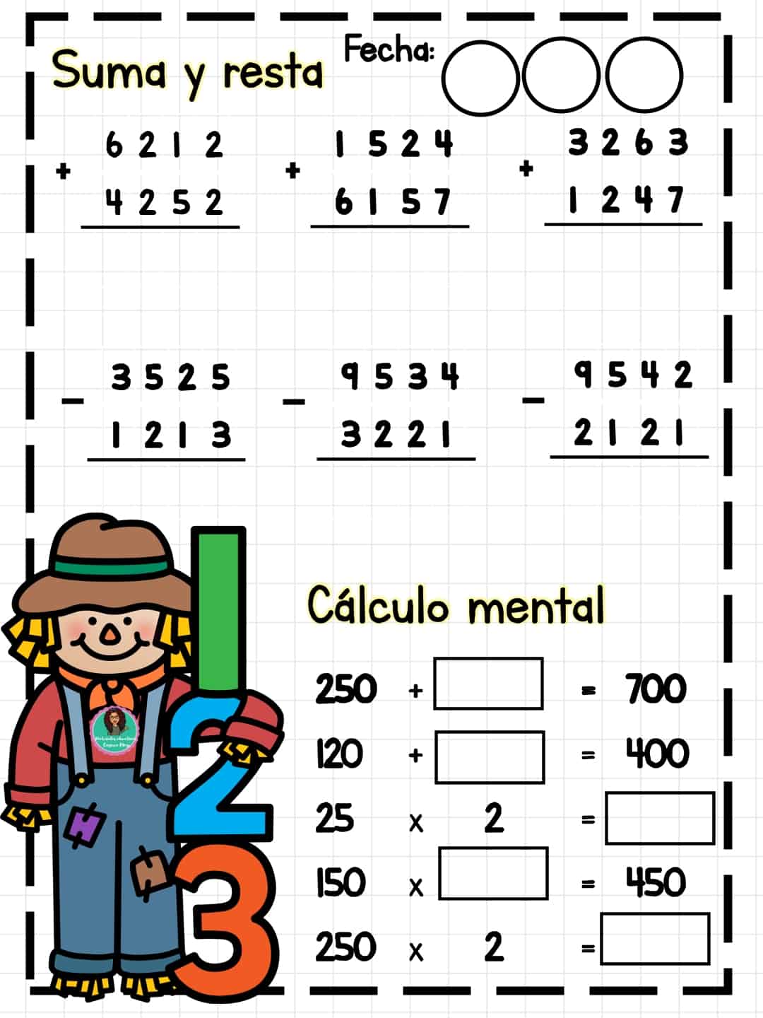 Ejercicios de suma y resta multiplicaciones y problemas matemáticos