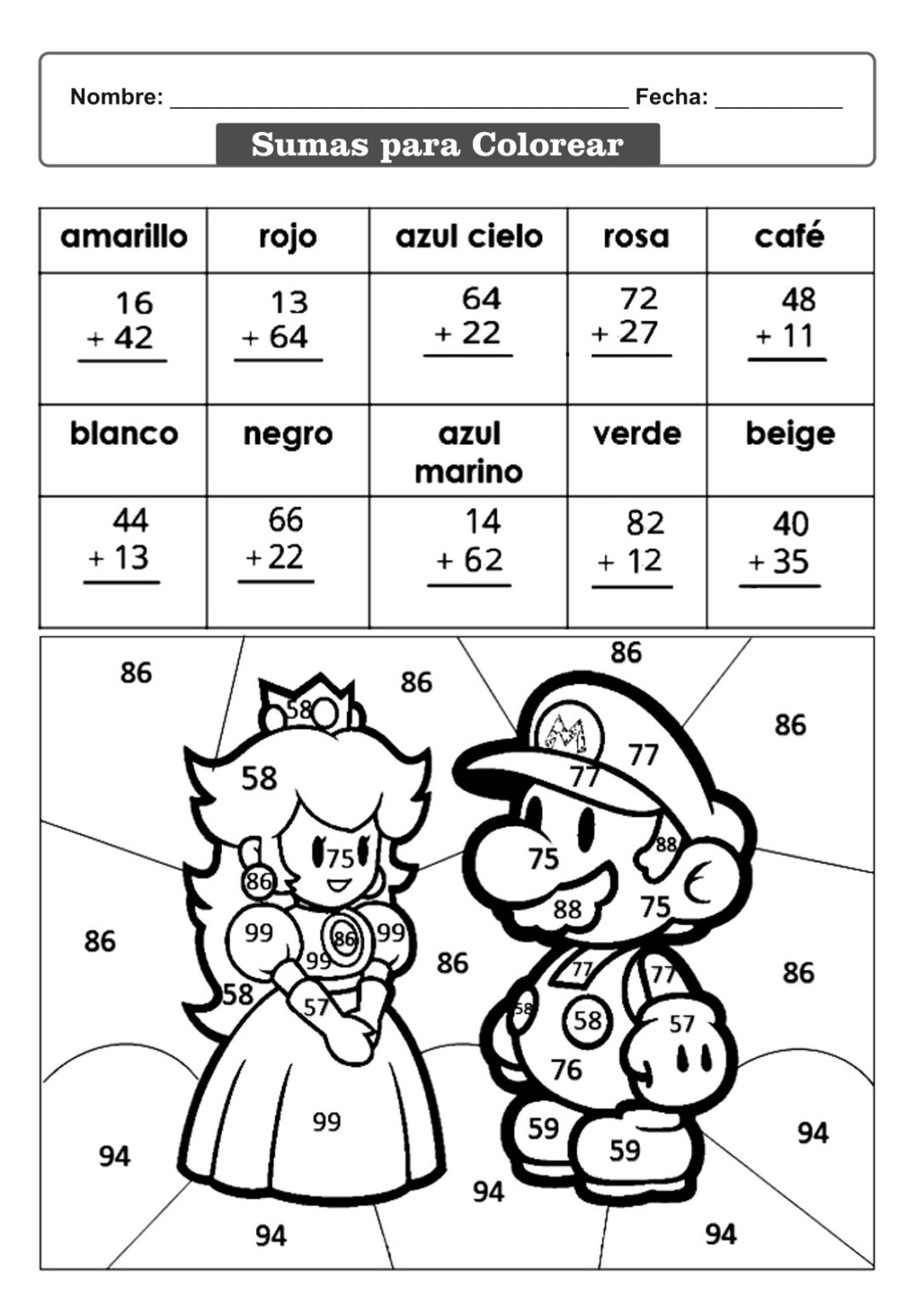 Fichas de sumas y restas para colorear | Material Educativo y Material ...